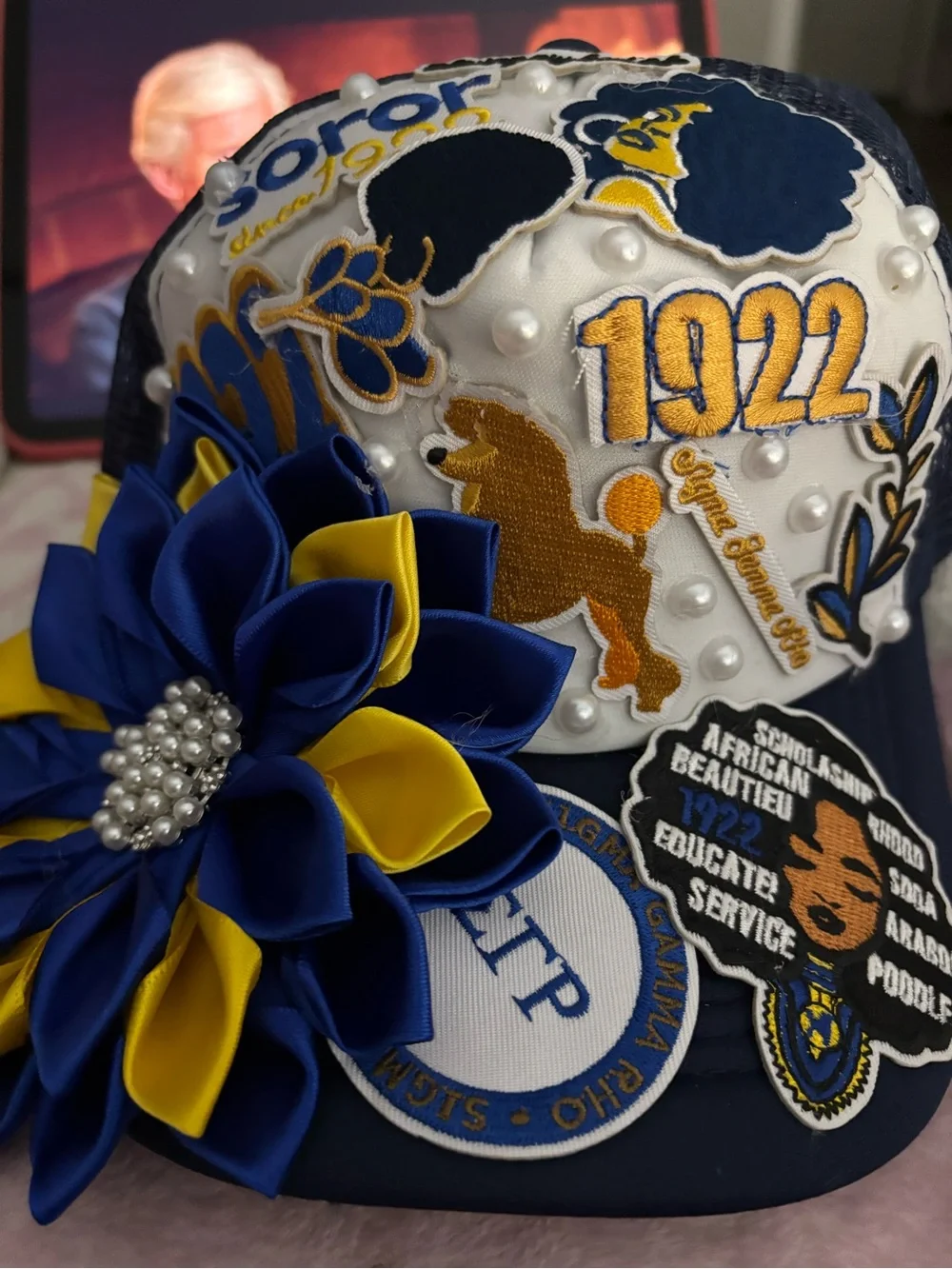 Custom Navy and Gold Sorority Cap - Creative AF